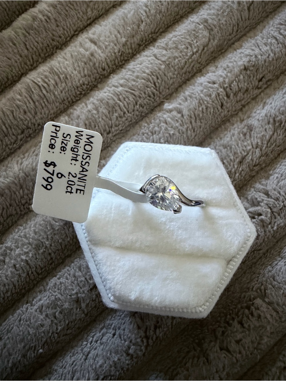 Classic Silver Moissanite Solitaire Ring - White